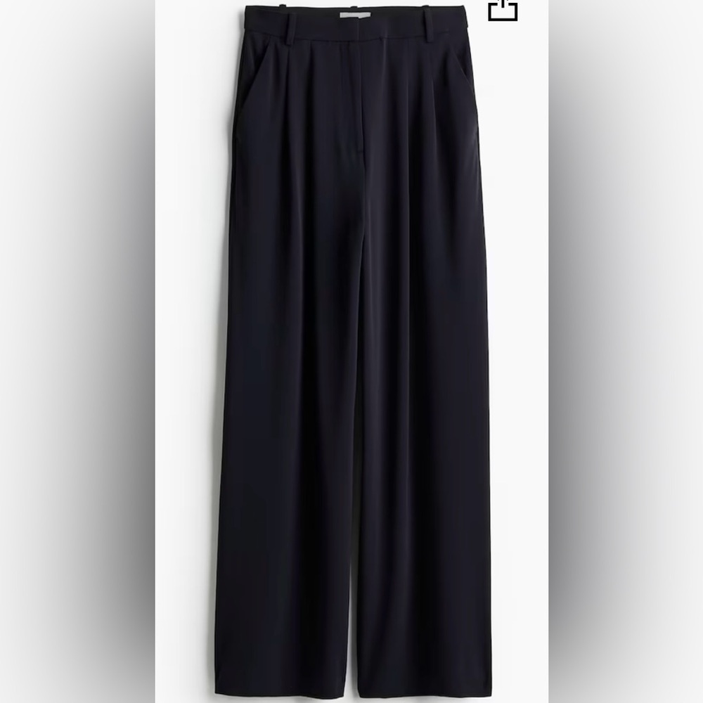 H&M Wide-Leg Dress Pants Navy Blue
